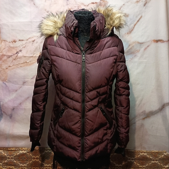 Madden Girl Jackets & Blazers - Madden‎ Girl Purple Puffer Coat With Fur Hood